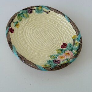 Hand-Painted Oval Ceramic Serving Plate With Floral & Berry Design By The Hadron